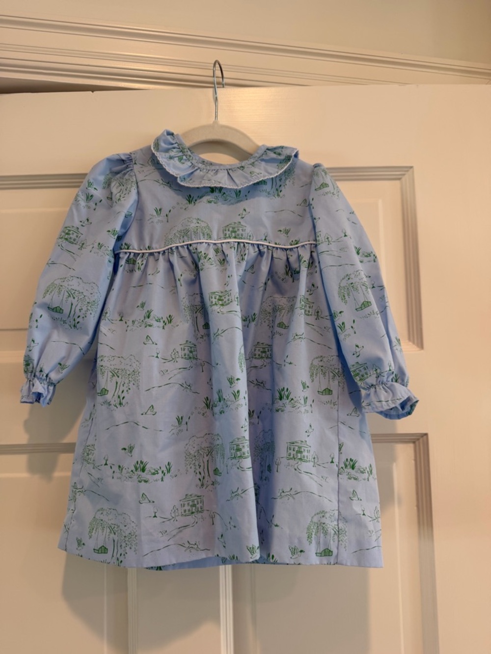 Beaufort Bonnet Company Germantown Toile Dress 2T Blue Green Long Sleeve